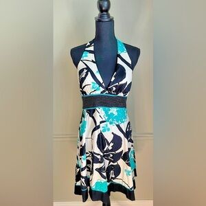 SPEECHLESS Teal Green Black Halter Midi Dress Size 13